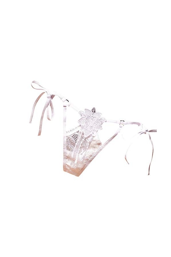 Générique Lingerie Sexy Femme Sweetter Strings Culottes Breakfast See-Through Sexy Lingerie Dentelle Femmes Entrejambe White