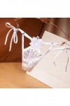 Générique Lingerie Sexy Femme Sweetter Strings Culottes Breakfast See-Through Sexy Lingerie Dentelle Femmes Entrejambe White