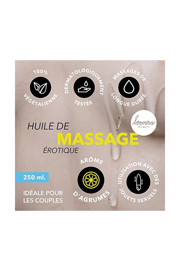 Loovara - Huile de Massage - Massage Oil Lemon Squeeze, 250ml - Huile Massage Sexuel Couple - Testée Dermatologiquement - Idé