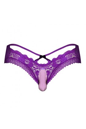 JIYAYUIX Slips Sexy pour Hommes Taille Basse avec sous-vêtements en Dentelle sous-vêtements Sexy en Maille pour Hommes Linger