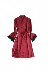 Générique Pyjama Silk Night Women Dress Sexy Sleepwear Satin Nightdress Lingerie Femmes Lingerie Sexy Red, XL 