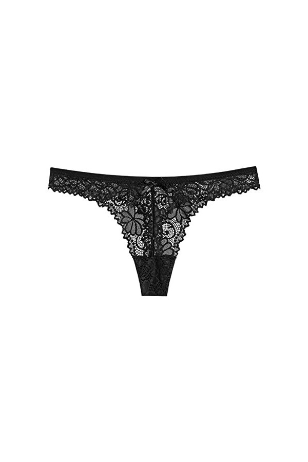 liaddkv Culotte chaude pour femme en dentelle crochetée avec bretelles Noir, Noir , XL
