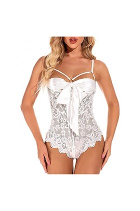 Générique Nuisettes Sexy Femme Erotisme Mini Robe Ouverte Coquine Babydoll Sissy Érotique Chemise Col en V Profond sous Vêtem