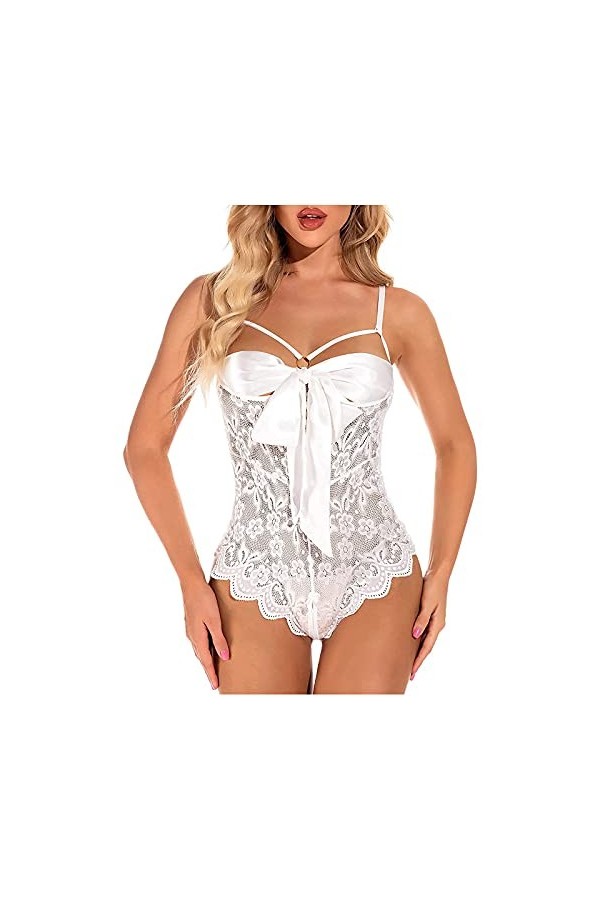 Générique Nuisettes Sexy Femme Erotisme Mini Robe Ouverte Coquine Babydoll Sissy Érotique Chemise Col en V Profond sous Vêtem