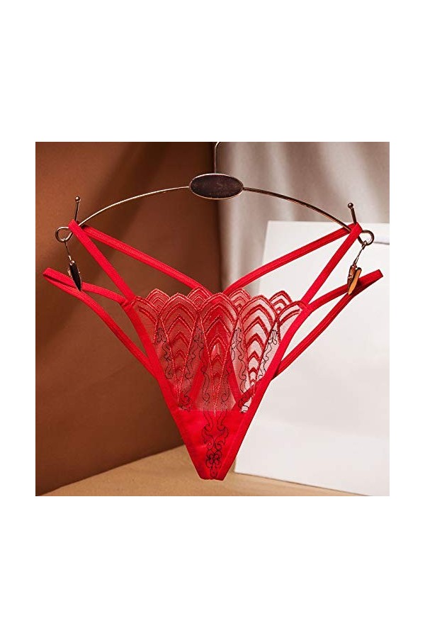BIISDOST Thong sous-vêtements Pants Thong Culottes Femmes Sexy Briefs Dentelle Dames Cadeau Coquin Red, One Size 