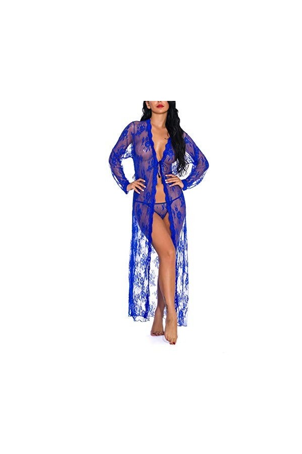 mdtep Jupon des Dames Sexy Sexy Sexy Lingerie Nightdress Demaine Dentelle Underwear Cardigan Longue Chemise de Nuit Pyjamas