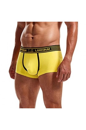 Beokeuioe Boxer pour homme - En bambou lisse - Rayonne - Avec poches séparées - Élégant multicolore, Jaune A2., XL
