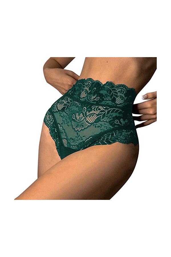 Générique Femmes Sexy Dentelle Florale Maille Culotte Taille Haute Slips sous-vêtements évider Transparent Grande Taille sous