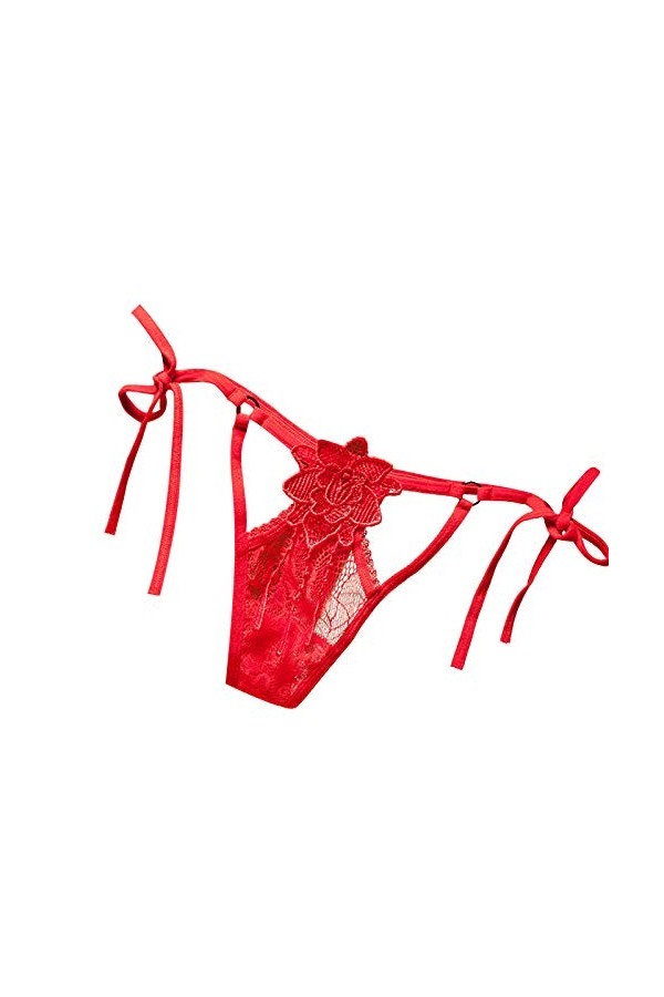 Générique Lingerie Sexy Femme Sweetter Strings Culottes Breakfast See-Through Sexy Lingerie Dentelle Femmes Entrejambe Red, 