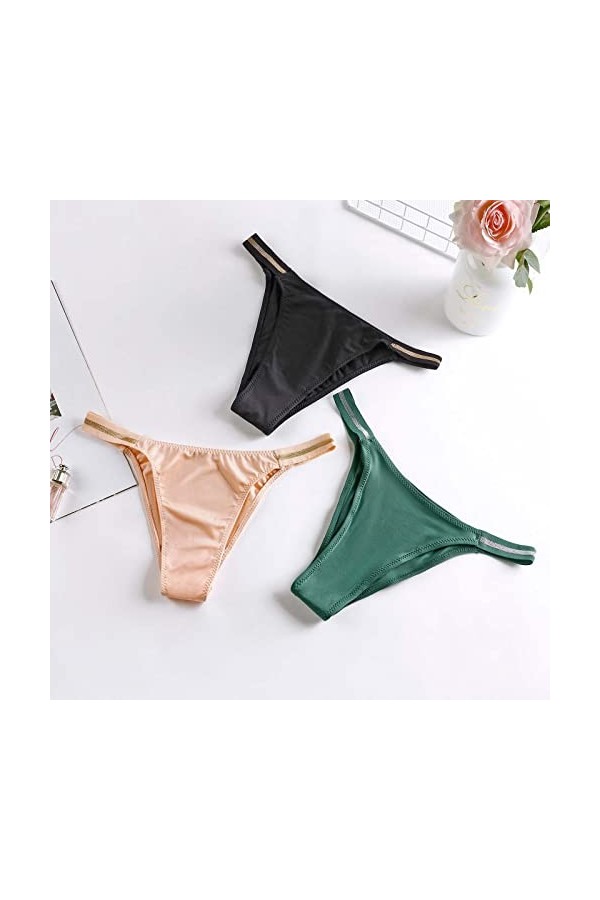 Shorts Femme Coupe Confortable Pantalons Triangle Couleur Unie Tanga Chic String Taille Haute Culotte en Pur Coton et Soie Co