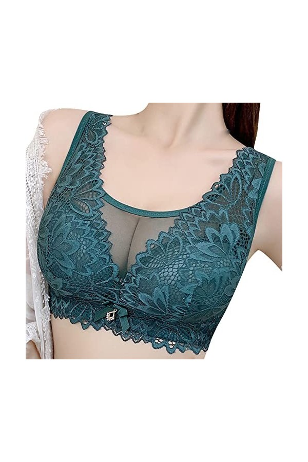 Deep V Traceless Lot de t-shirts en latex froncé et respirant, réglable et sexy, vert, 44