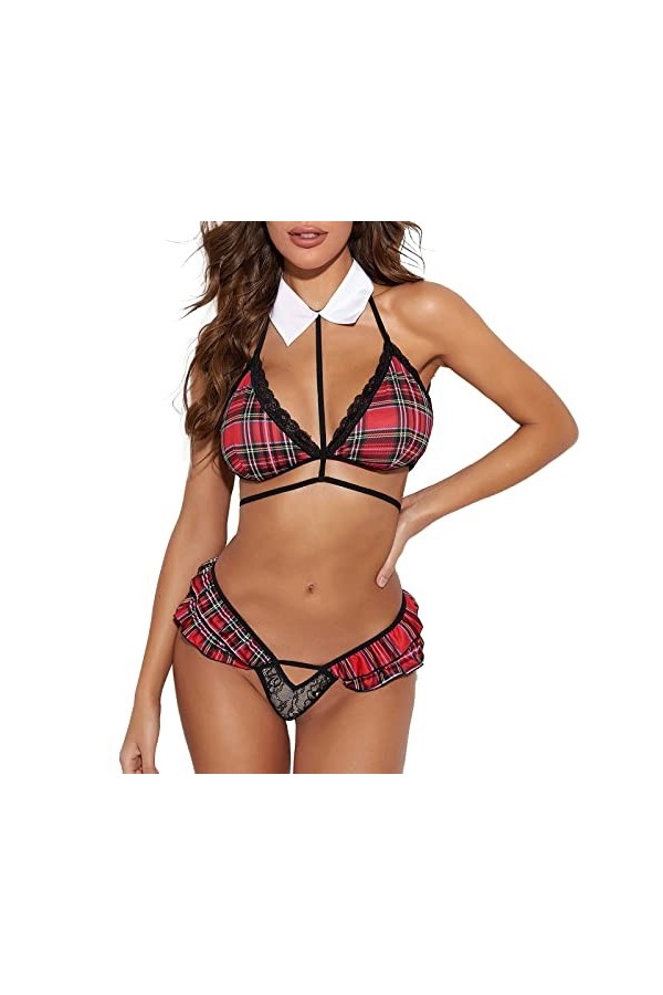 2023 Body de nuit pour femme Lingerie décolière Lingerie de jeu de rôle Ensemble sexy pour étudiante Lingerie amincissante p