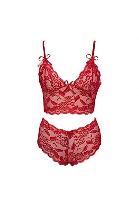 Feiboyy Antigel Lingerie Costume à Trois Points pour Femmes Ajustables Infringues intéressantes Poitrine enveloppe de Dentell