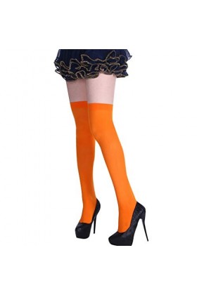 XIUH Bas résille sexy pour femme Noir, G - Orange., taille unique