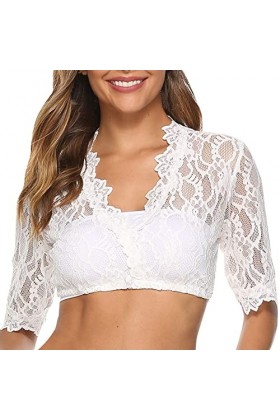 Bluelucon Élégant chemisier Dirndl pour femme - Corset - Bralette Crop Top sexy - Pour fête de la bière - Tenue sexy - Pour f