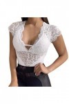 Lingerie sexy pour femme - Soutien-gorge grande taille - Chemise sexy en dentelle transparente - Coupe ajustée - Manches cour