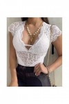 Lingerie sexy pour femme - Soutien-gorge grande taille - Chemise sexy en dentelle transparente - Coupe ajustée - Manches cour