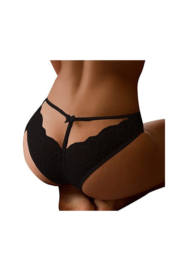 Taille Basse Couleur Noire Femmes Culottes Sexy Culotte en Dentelle Transparente Femmes séduisantes Femmes sous-vêtements Cul