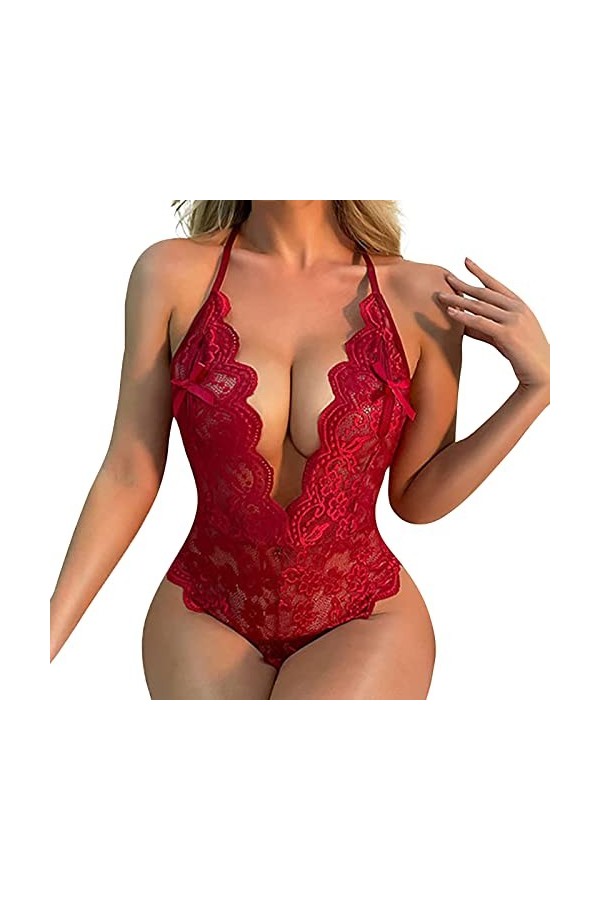 Générique Mini Robe Lingerie Femme Tenue Sexy Lingerie et Vêtements Sexy Femme Dentelle Nuisette Bretelles Reglables Classe D