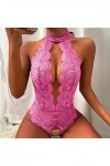 BOTCAM Body mode pour femme Lingerie Jeu de rôle Lingerie Sexy Femmes Costumes Rouge Plaid Lingerie Demi Coupe Lingerie Rose