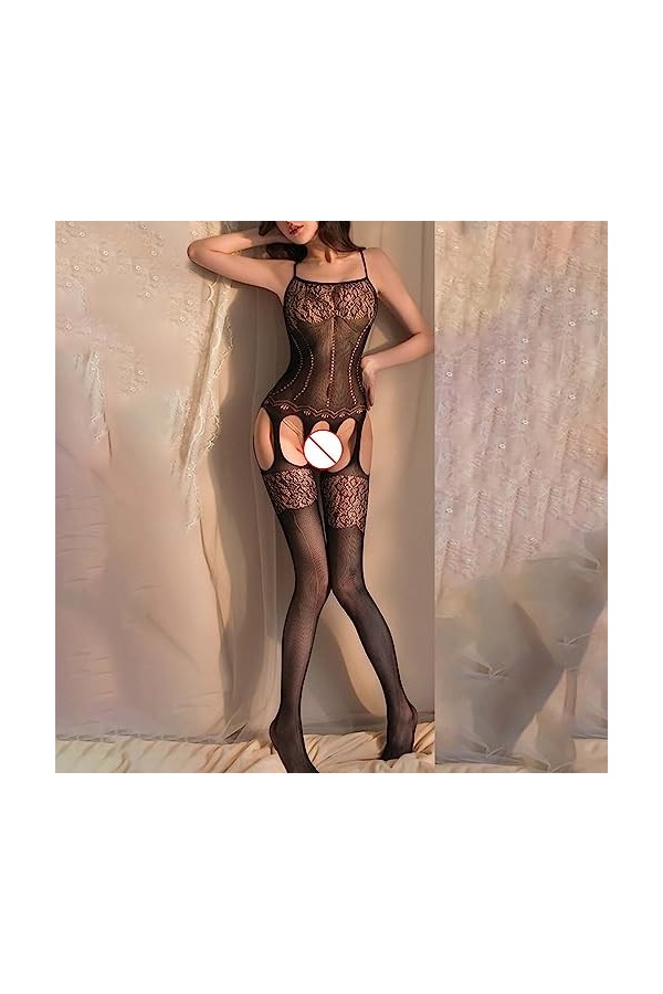 VRTUR Lingerie sexy en résille, vêtements, fichiers ouverts, lait maternel, pas de combinaison de découverte, transparente, s