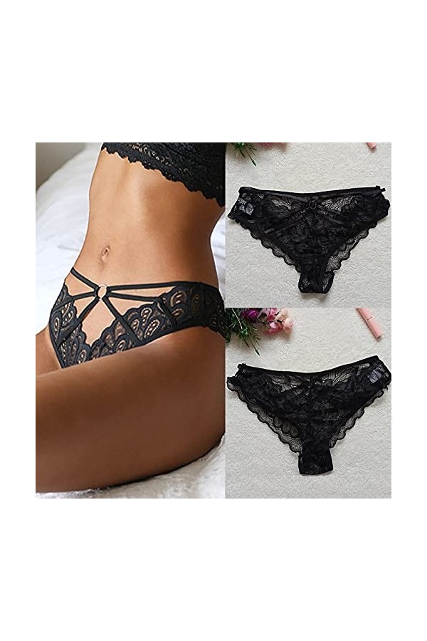 PANPANY Culottes pour Femme Taille Basse Multicolore String Dentelle Tanga Multipack sans Couture Femme Sexy sous Vetements C