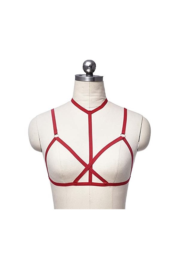 liaddkv Ensemble de lingerie sexy en dentelle pour femme, rouge, taille unique