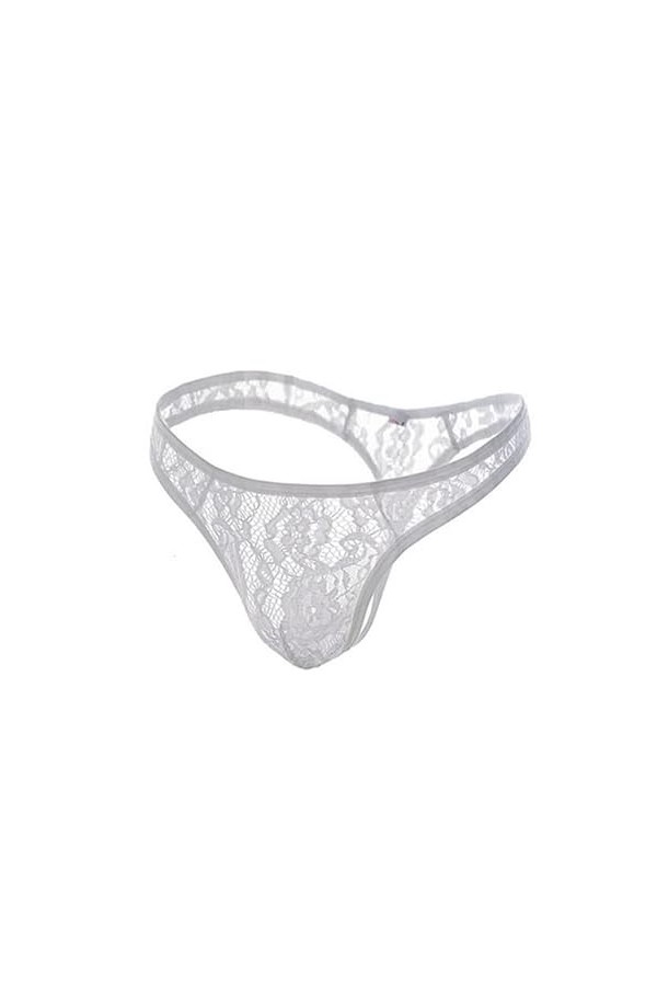 SUPERCH Sexy Homme String Dentelle sous-Vêtements Hommes G-String String Tanga Hombre Voir à Travers la Lingerie Évider T-Bac