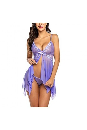 CUTeFiorino Ensemble de sous-vêtements en dentelle pour femme - Culotte jumpui - Sexy - Ensemble de pyjama - Sous-vêtements p