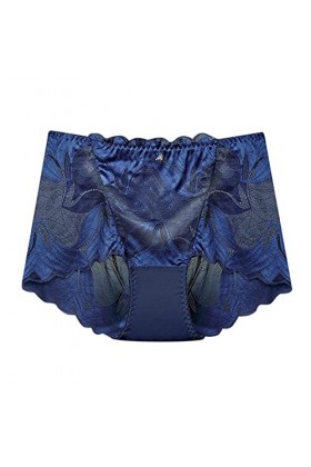 Aoklidil Culotte transparente sexy pour femme avec cônes brodés en dentelle sur sous-vêtements pour femme Noir, Bleu foncé/B,