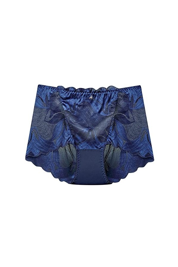Aoklidil Culotte transparente sexy pour femme avec cônes brodés en dentelle sur sous-vêtements pour femme Noir, Bleu foncé/B,