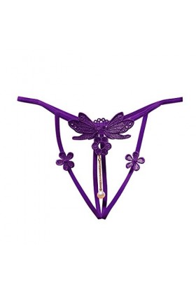 IKFIVQD Lingerie pour femme - Culotte en dentelle - Sous-vêtements sexy pour femme, violet, taille unique
