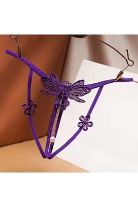 IKFIVQD Lingerie pour femme - Culotte en dentelle - Sous-vêtements sexy pour femme, violet, taille unique