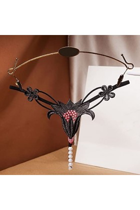 IKFIVQD Sous-vêtements sexy pour femme - String - Culotte en dentelle pour femme, Noir-3, taille unique