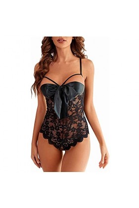 Générique Nuisettes Sexy Femme Erotisme Mini Robe Ouverte Coquine Babydoll Sissy Érotique Chemise Col en V Profond sous Vêtem