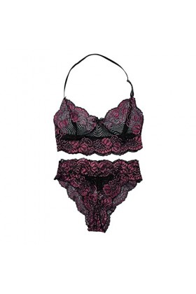 Lingerie Sexy pour Femme Femmes Sexy Sheer Floral Dentelle Pyjama Lingerie Ensemble Taille Haute Vêtements De Nuit Soutien-Go