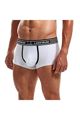 Beokeuioe Boxer pour homme - En bambou lisse - Rayonne - Avec poches séparées - Élégant multicolore, Blanc A2., XXL