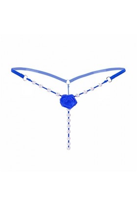 IKFIVQD Lingerie sexy pour femme avec entrejambe brûlé, string sexy en V, culotte en dentelle ouverte, bleu, taille unique