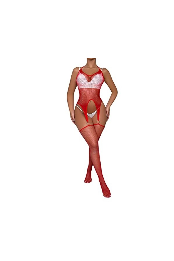 Générique Lingerie Sexy pour Femme Femmes 2022 Sexy One Net Dress Combinaison de sous-vêtements Sexy Collants Sexy Red, One 
