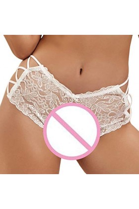 IKFIVQD Lingerie sexy pour femme Sous-vêtements en dentelle Taille basse Culotte sexy en dentelle, blanc, M