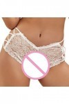 IKFIVQD Lingerie sexy pour femme Sous-vêtements en dentelle Taille basse Culotte sexy en dentelle, blanc, M