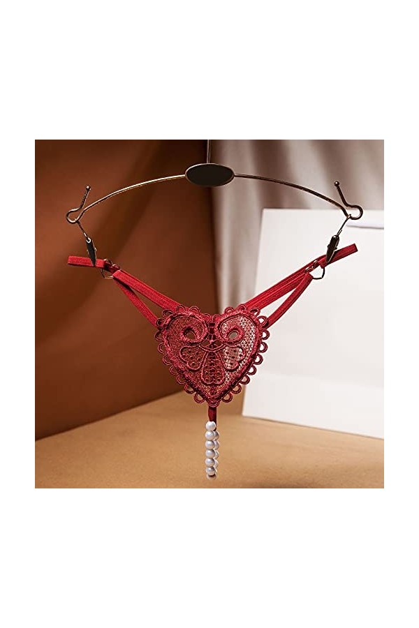 IKFIVQD Sous-vêtements sexy pour femme - String - Culotte en dentelle pour femme, Wine-7., taille unique
