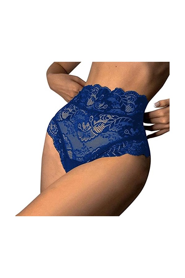 Générique Femmes Sexy Dentelle Florale Maille Culotte Taille Haute Slips sous-vêtements évider Transparent Grande Taille sous