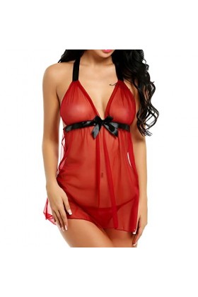 Lingerie Sexy pour Femme Lingerie pour femmes Chemise de nuit en dentelle Déshabillés Chemises de nuit sexy Halter Nighties S