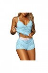 Lingerie sexy en dentelle pour femme - Style Nouvel An 2023 - Lingerie sexy en dentelle - Grande taille, bleu, L