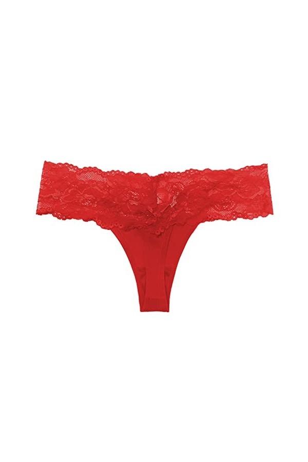Vexiangni Culotte en dentelle unie pour femme - Pour cosplay - Sexy - String pour femme, rouge, M