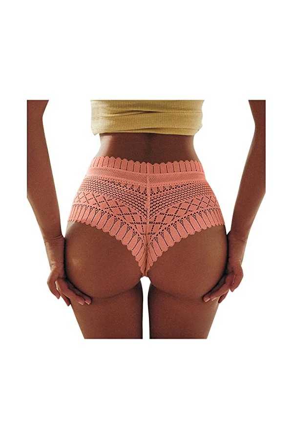 Aoklidil Hebe Lingerie Crochet Sous-vêtements Culotte Creux Sexy pour Femmes Culotte Dentelle Lacets, d-rose, L