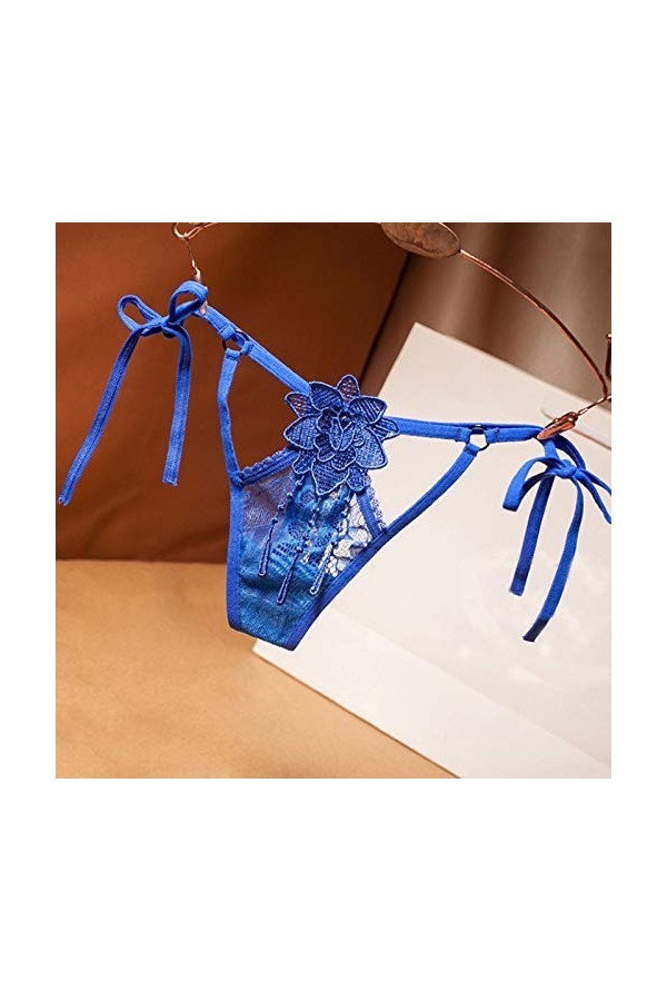 Générique Lingerie Sexy Femme Sweetter Strings Culottes Breakfast See-Through Sexy Lingerie Dentelle Femmes Entrejambe Blue,