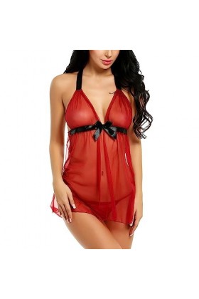 ZDJSWJ Pyjama de poupée en Dentelle pour Femmes Pyjama en Maille col V Set Pyjama Entièrement Nu Pyjama Pyjama sous - vêtemen