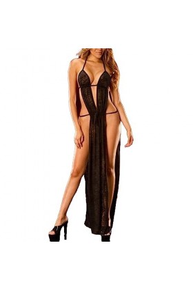 ZDJSWJ Pyjama en Tulle Mesh pour Femmes Robe de Nuit Longue à Dos découvert pour poupée en Dentelle Robe de Nuit en Dentelle 